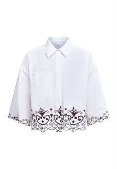 LOVE & DIVINE BLUSE, LOVE1546, WHITE/BROWN